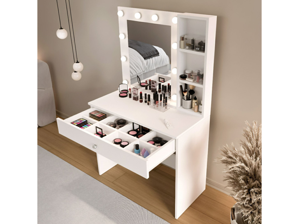 Coiffeuse en bois " Monroe " - 80 x 147 x 42,5 cm - Blanc