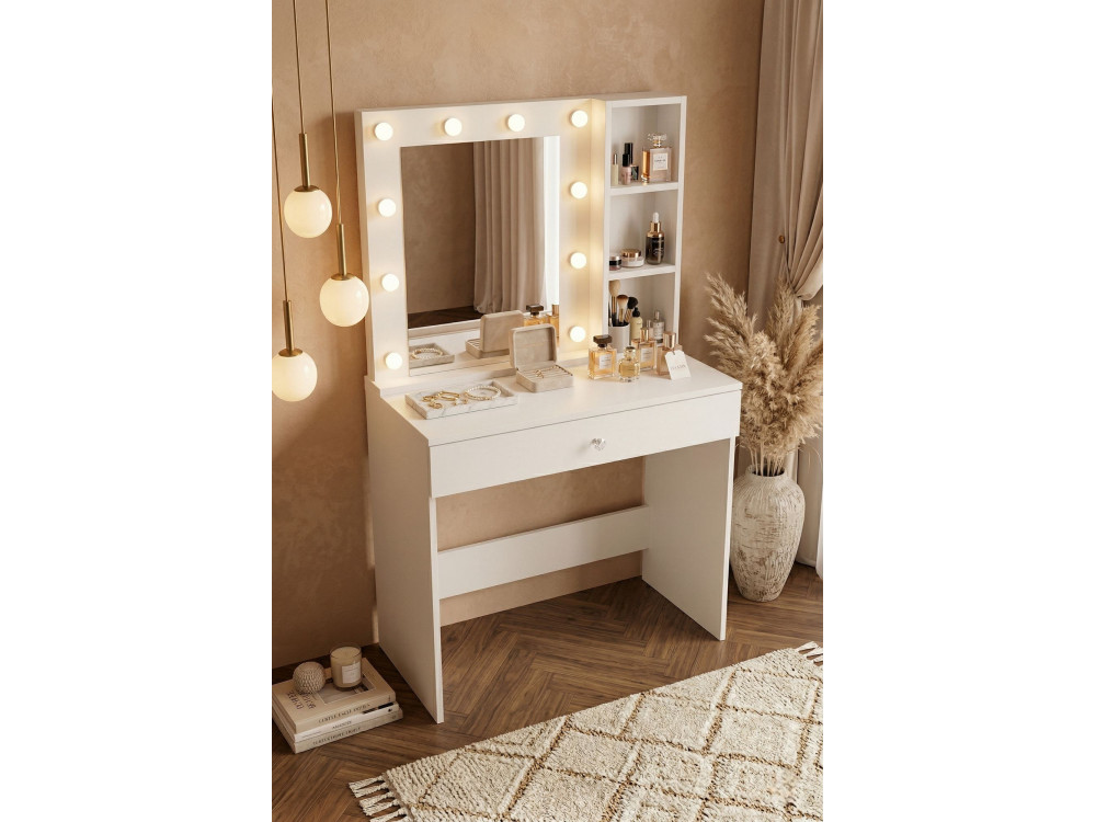 Coiffeuse en bois " Monroe " - 80 x 147 x 42,5 cm - Blanc