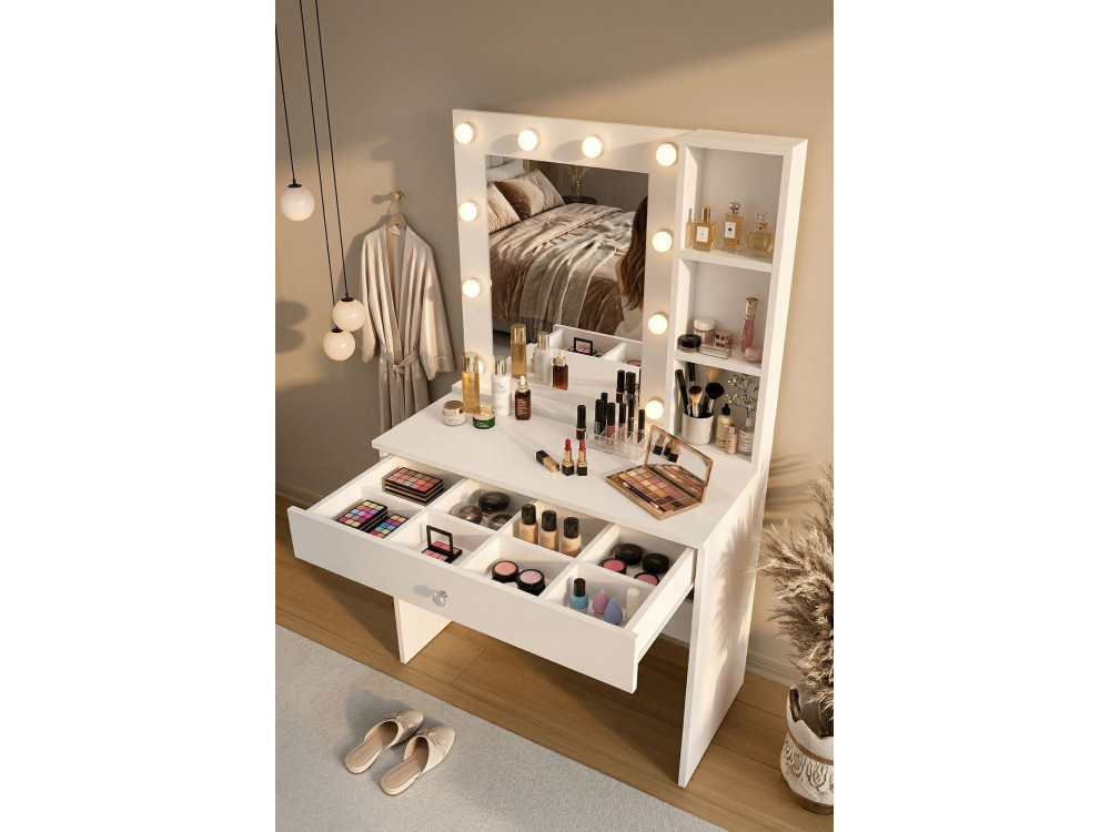 Coiffeuse en bois " Monroe " - 80 x 147 x 42,5 cm - Blanc