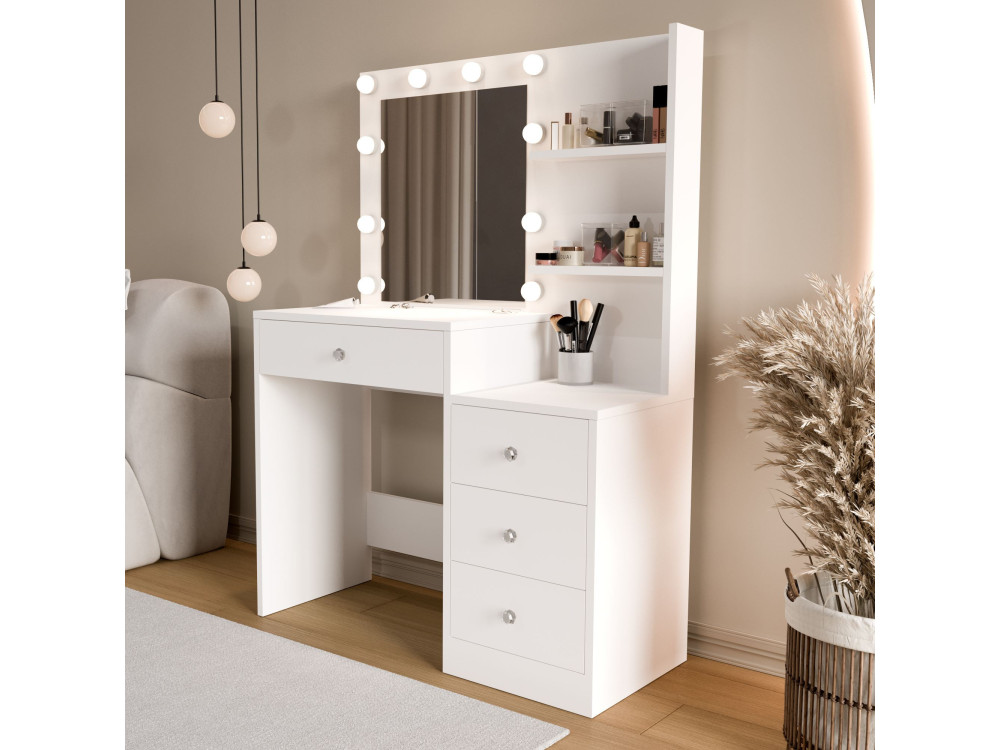 Coiffeuse en bois " Monroe " - 69,4 x 135 x 40 cm - Blanc