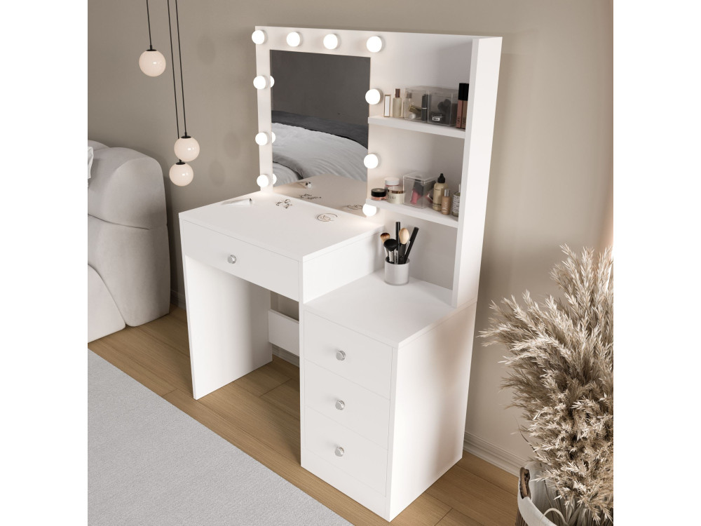 Coiffeuse en bois " Monroe " - 69,4 x 135 x 40 cm - Blanc