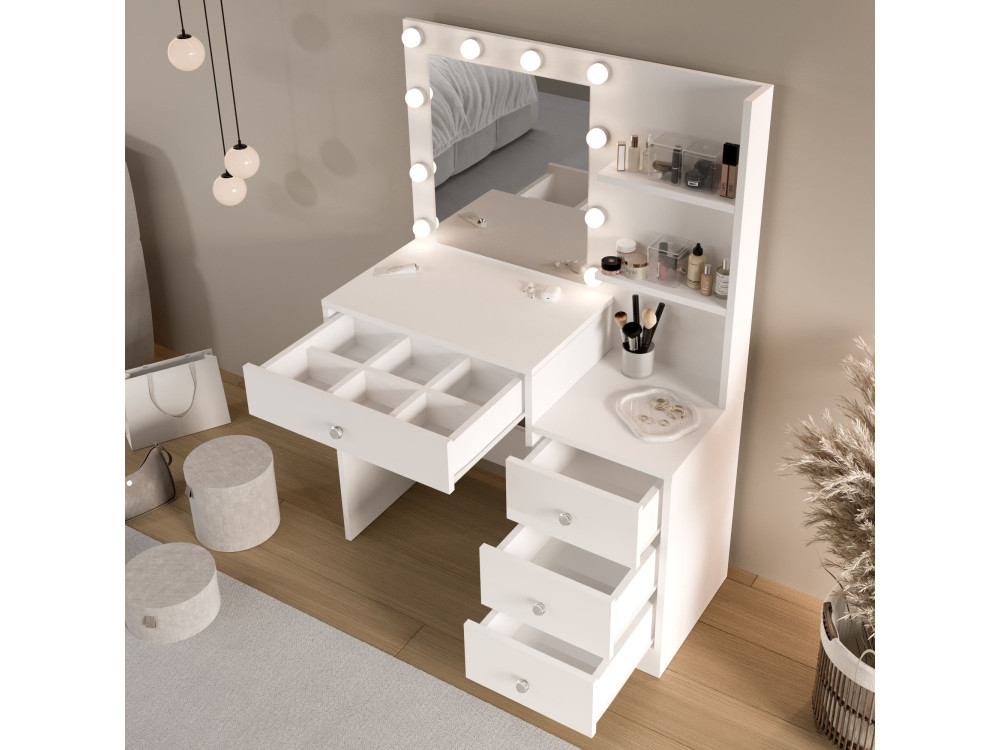 Coiffeuse en bois " Monroe " - 69,4 x 135 x 40 cm - Blanc