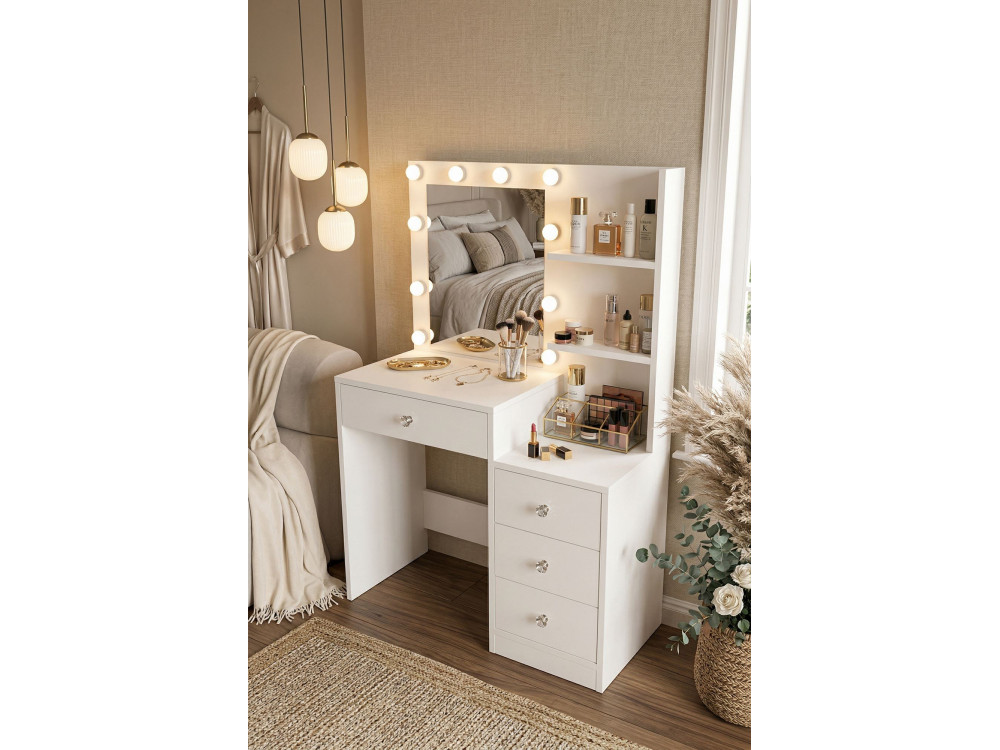 Coiffeuse en bois " Monroe " - 69,4 x 135 x 40 cm - Blanc