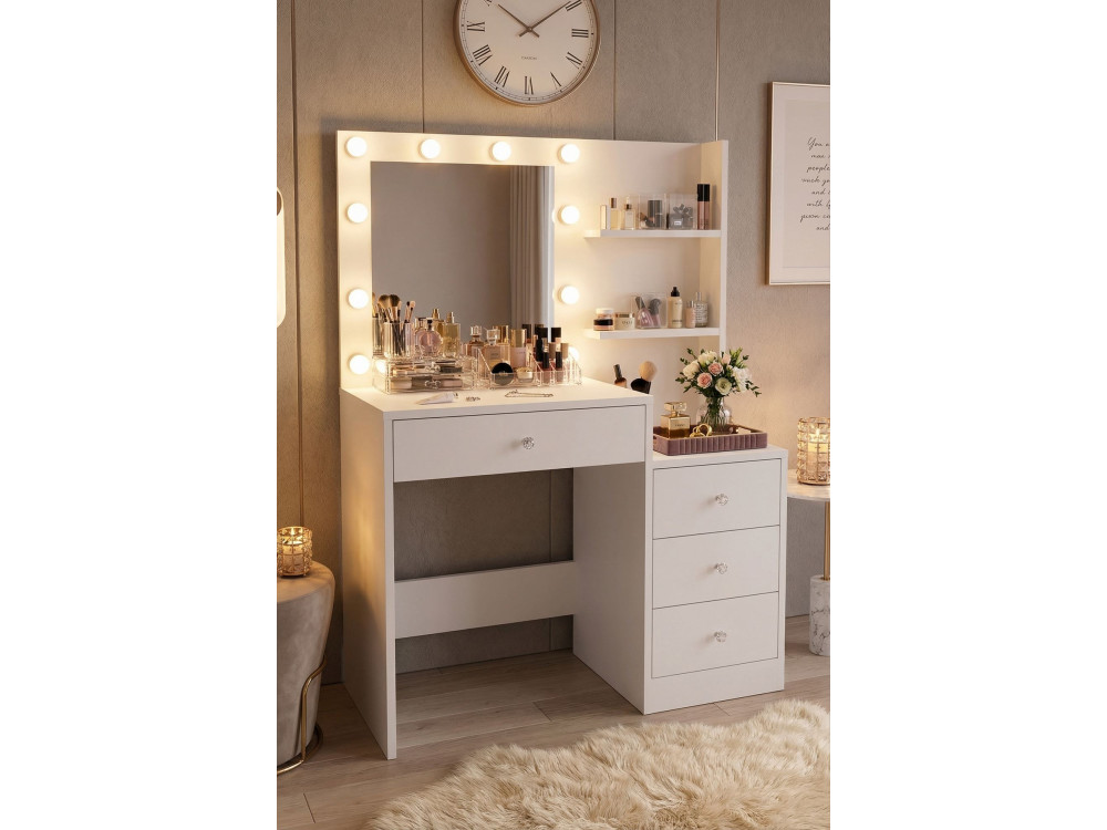 Coiffeuse en bois " Monroe " - 69,4 x 135 x 40 cm - Blanc