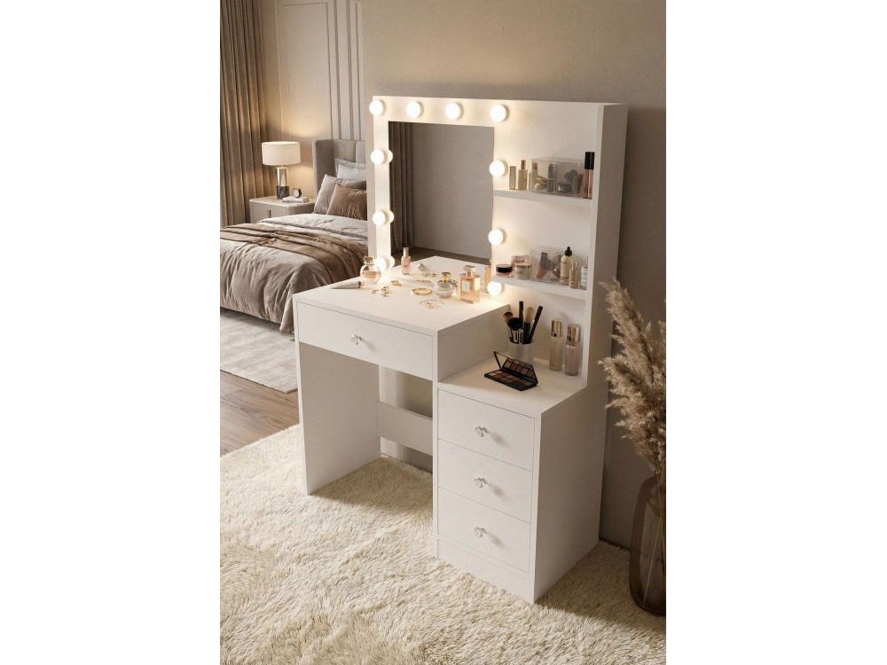 Coiffeuse en bois " Monroe " - 69,4 x 135 x 40 cm - Blanc