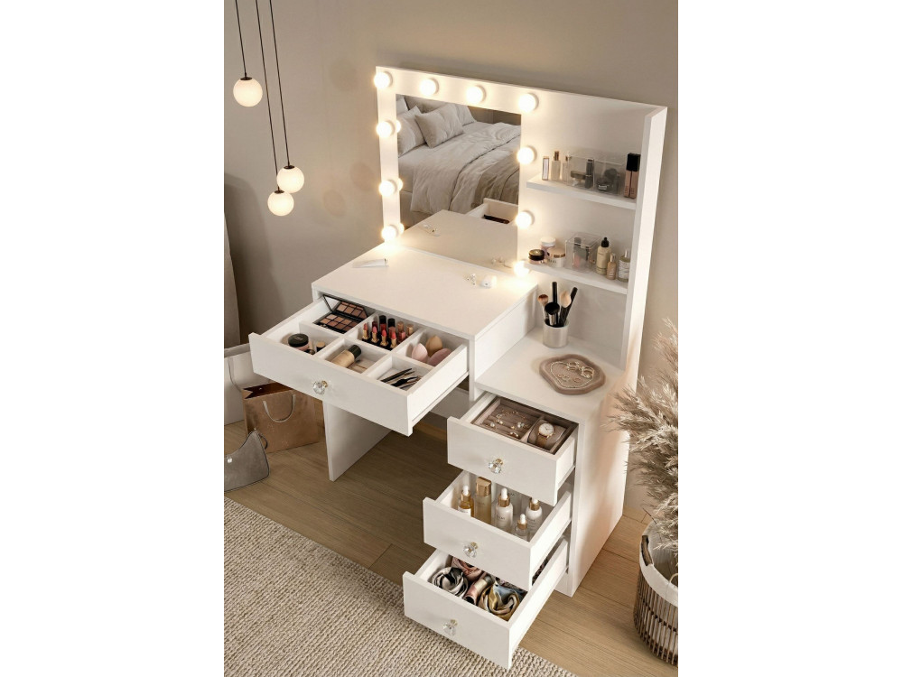 Coiffeuse en bois " Monroe " - 69,4 x 135 x 40 cm - Blanc