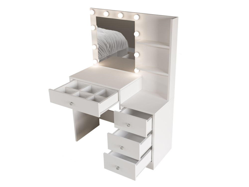 Coiffeuse en bois " Monroe " - 69,4 x 135 x 40 cm - Blanc