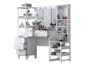 Coiffeuse en bois " BJ154 " - 145 x 141,8 x 40 cm - Blanc