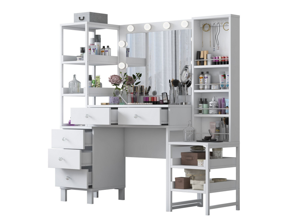 Coiffeuse en bois " BJ154 " - 145 x 141,8 x 40 cm - Blanc