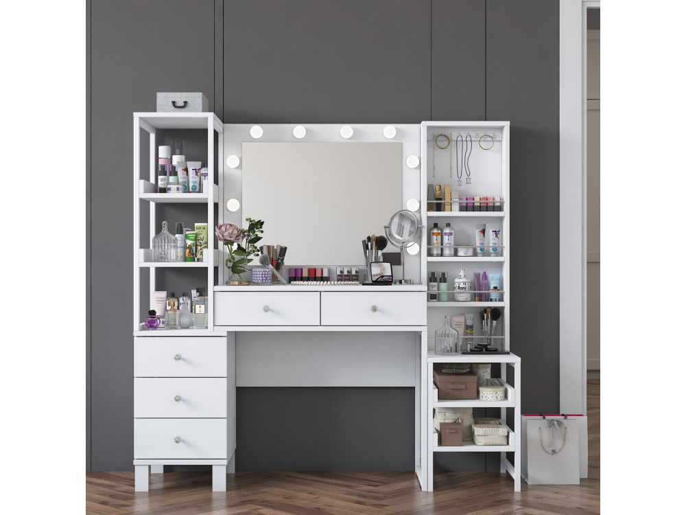 Coiffeuse en bois " BJ154 " - 145 x 141,8 x 40 cm - Blanc