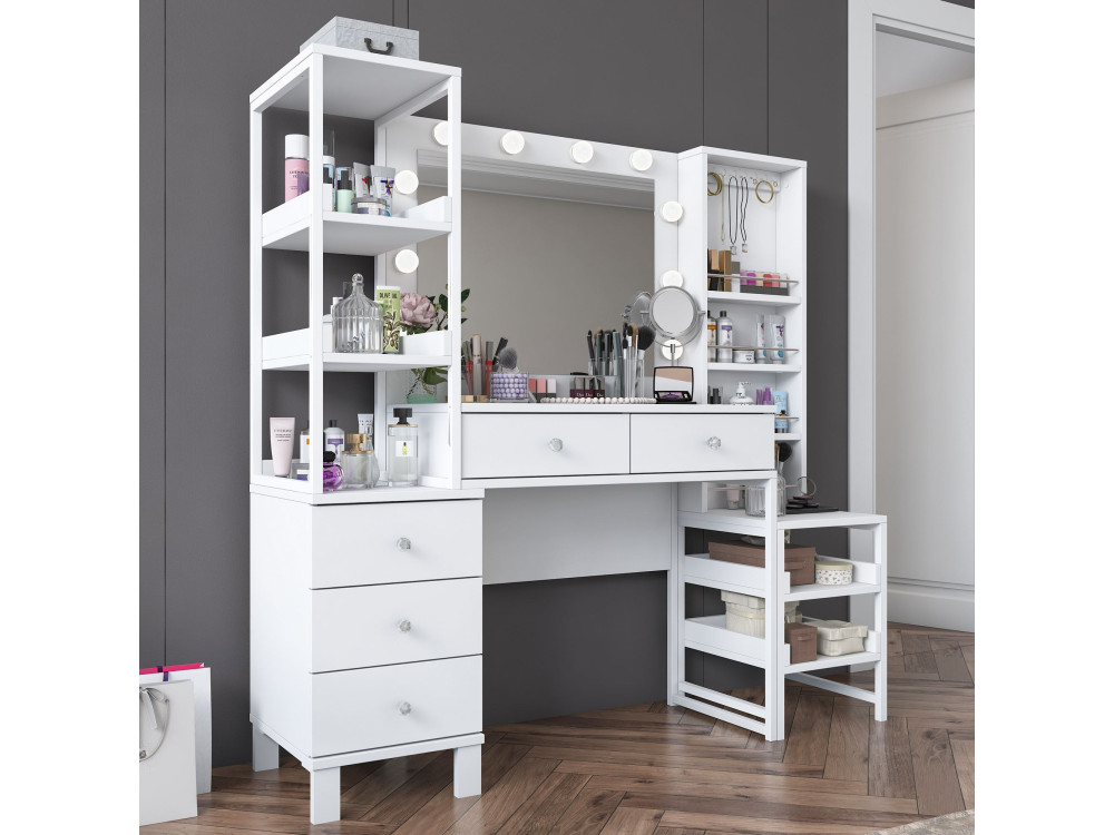 Coiffeuse en bois " BJ154 " - 145 x 141,8 x 40 cm - Blanc