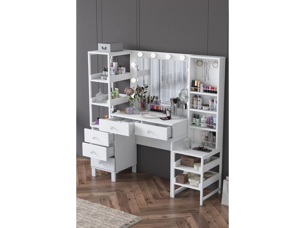 Coiffeuse en bois " BJ154 " - 145 x 141,8 x 40 cm - Blanc