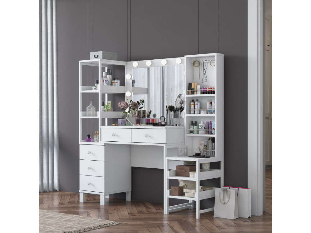 Coiffeuse en bois " BJ154 " - 145 x 141,8 x 40 cm - Blanc