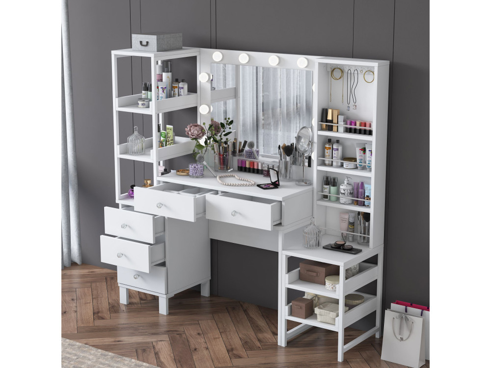 Coiffeuse en bois " BJ154 " - 145 x 141,8 x 40 cm - Blanc