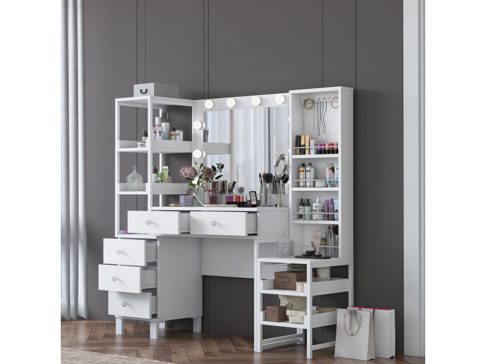 Coiffeuse en bois " BJ154 " - 145 x 141,8 x 40 cm - Blanc