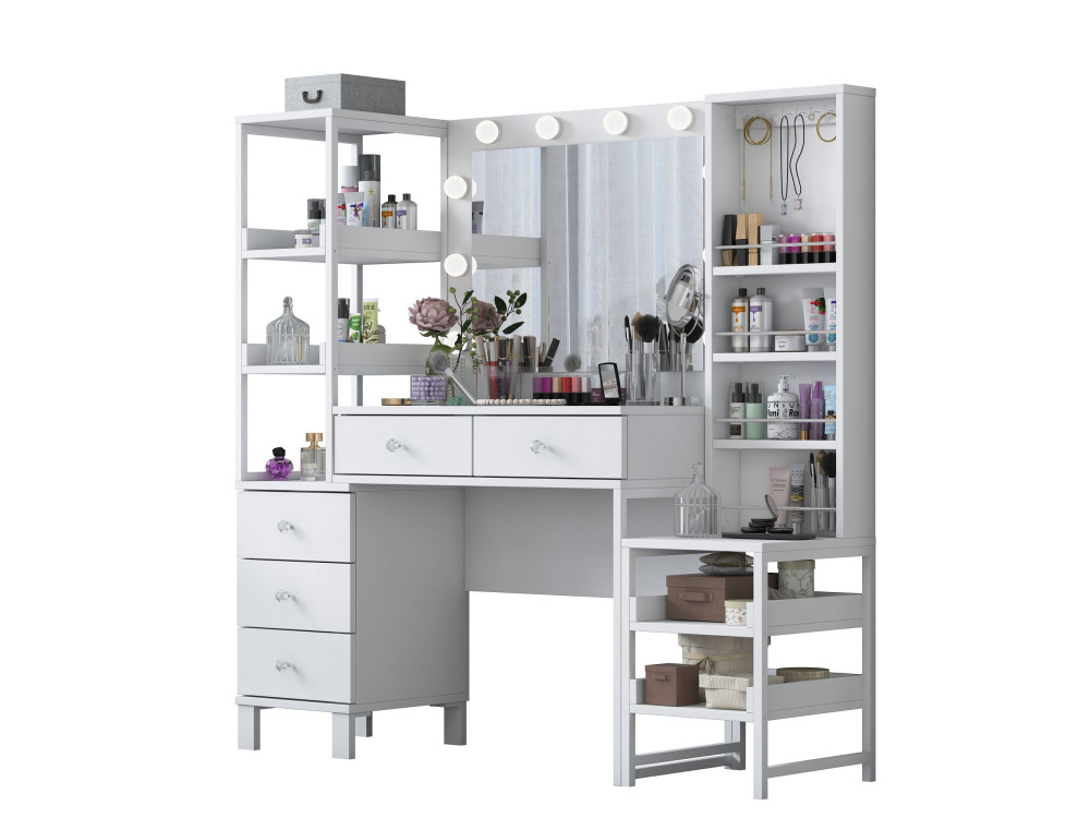 Coiffeuse en bois " BJ154 " - 145 x 141,8 x 40 cm - Blanc