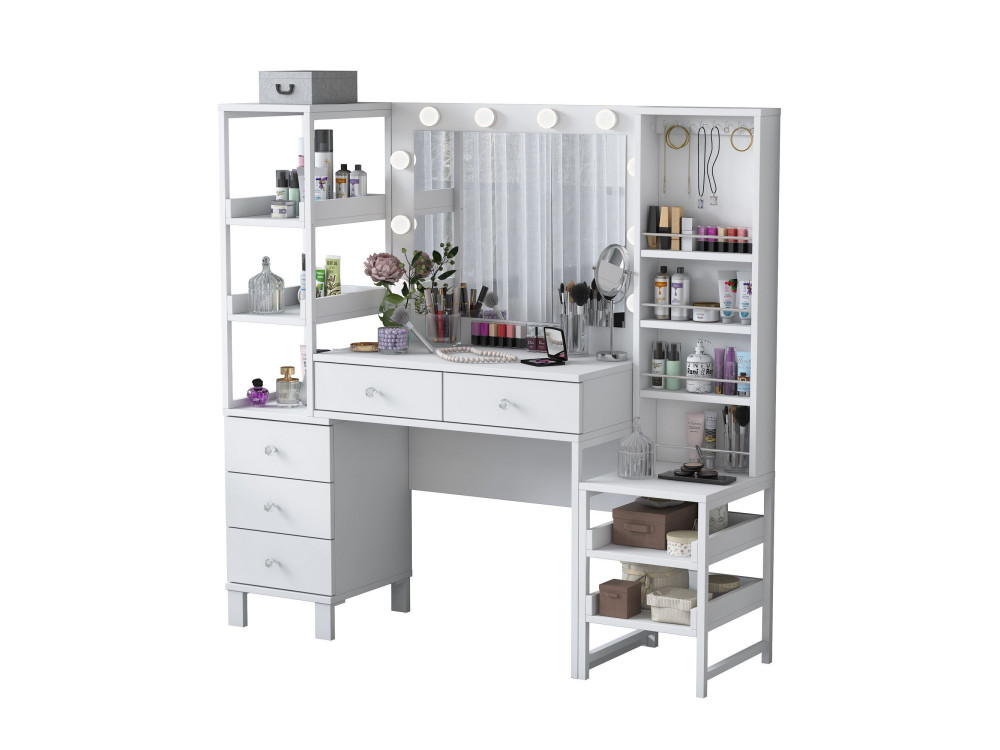 Coiffeuse en bois " BJ154 " - 145 x 141,8 x 40 cm - Blanc