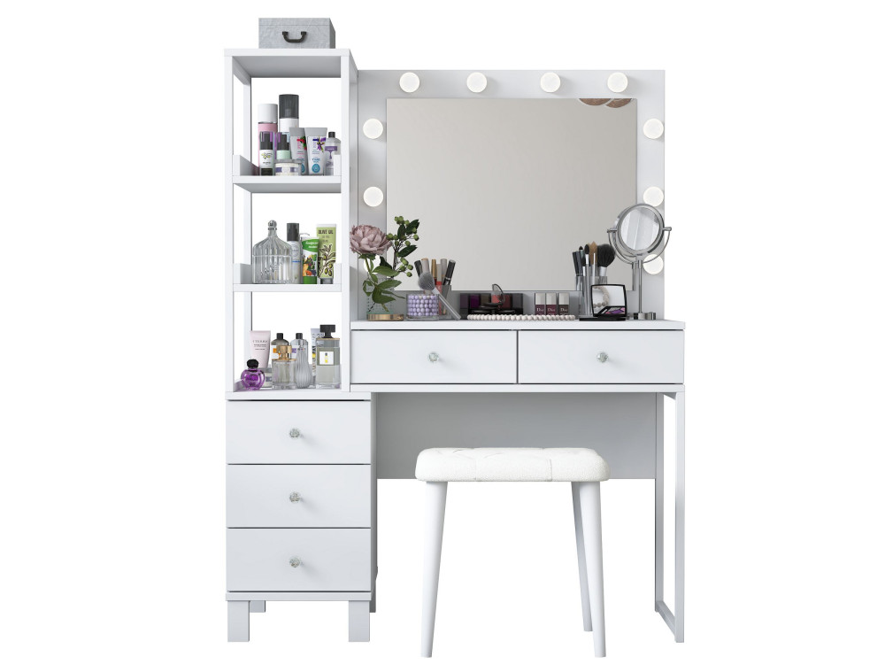 Coiffeuse en bois " BJ155 " - 120 x 79,8 x 44,5 cm - Blanc