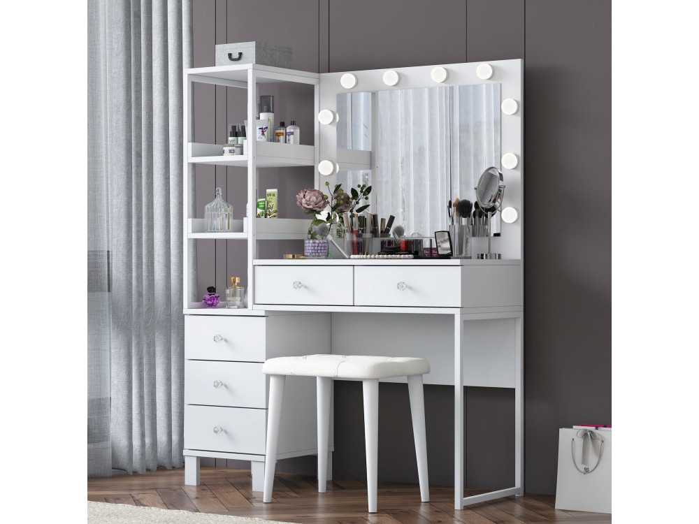 Coiffeuse en bois " BJ155 " - 120 x 79,8 x 44,5 cm - Blanc