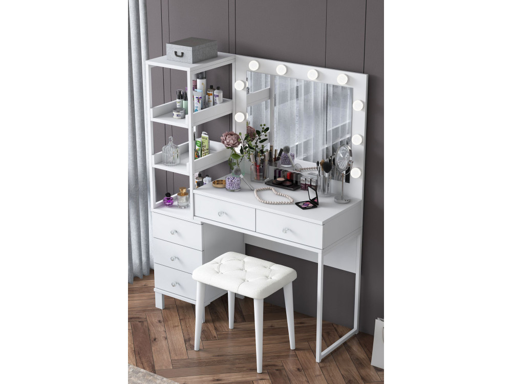 Coiffeuse en bois " BJ155 " - 120 x 79,8 x 44,5 cm - Blanc