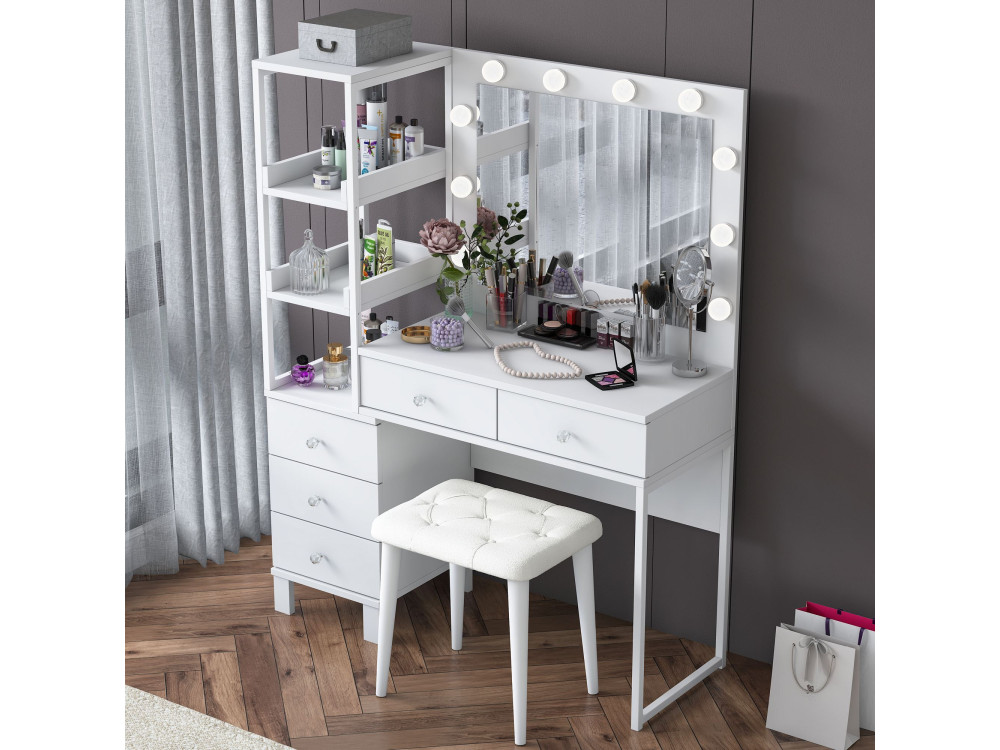 Coiffeuse en bois " BJ155 " - 120 x 79,8 x 44,5 cm - Blanc