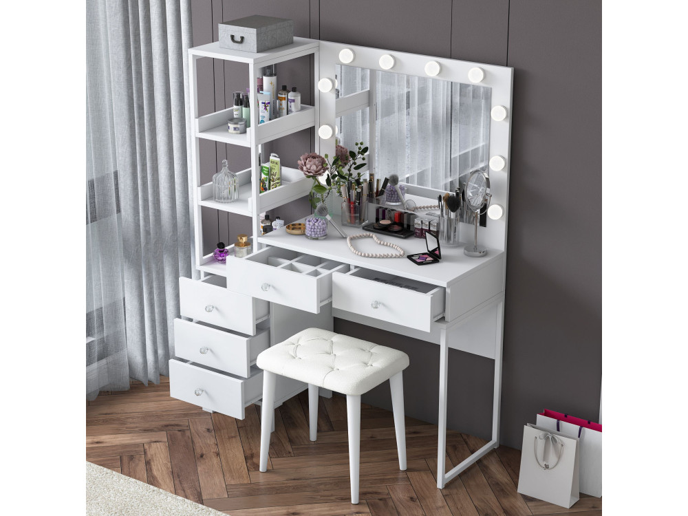 Coiffeuse en bois " BJ155 " - 120 x 79,8 x 44,5 cm - Blanc