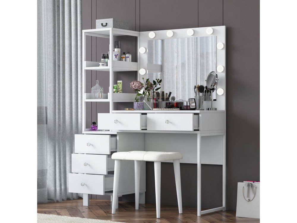 Coiffeuse en bois " BJ155 " - 120 x 79,8 x 44,5 cm - Blanc