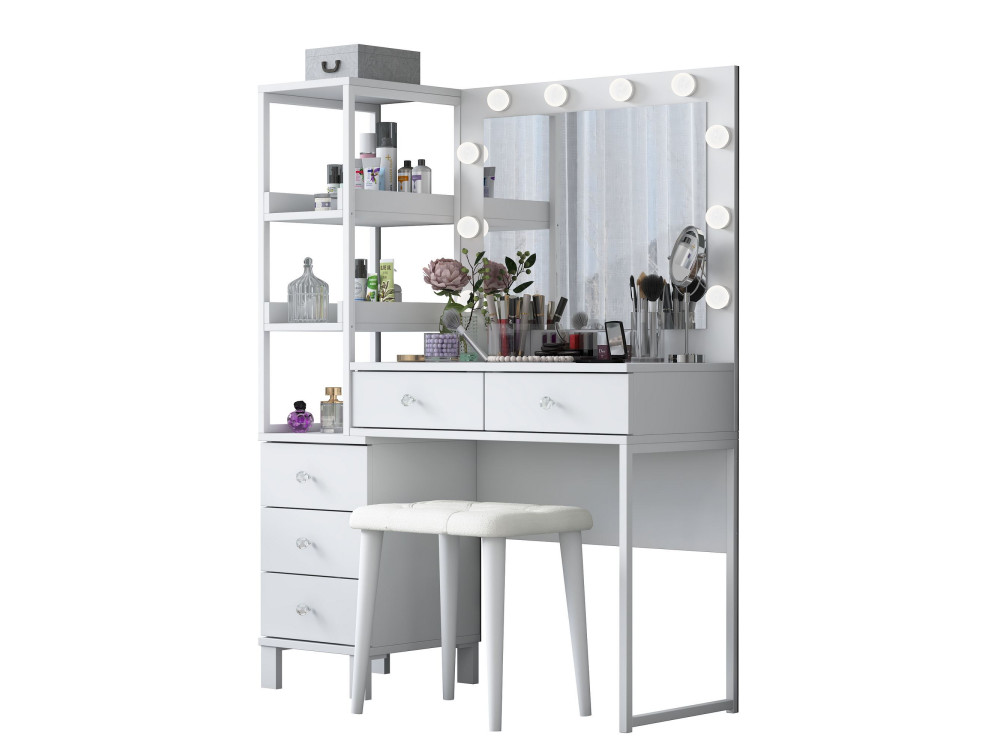 Coiffeuse en bois " BJ155 " - 120 x 79,8 x 44,5 cm - Blanc