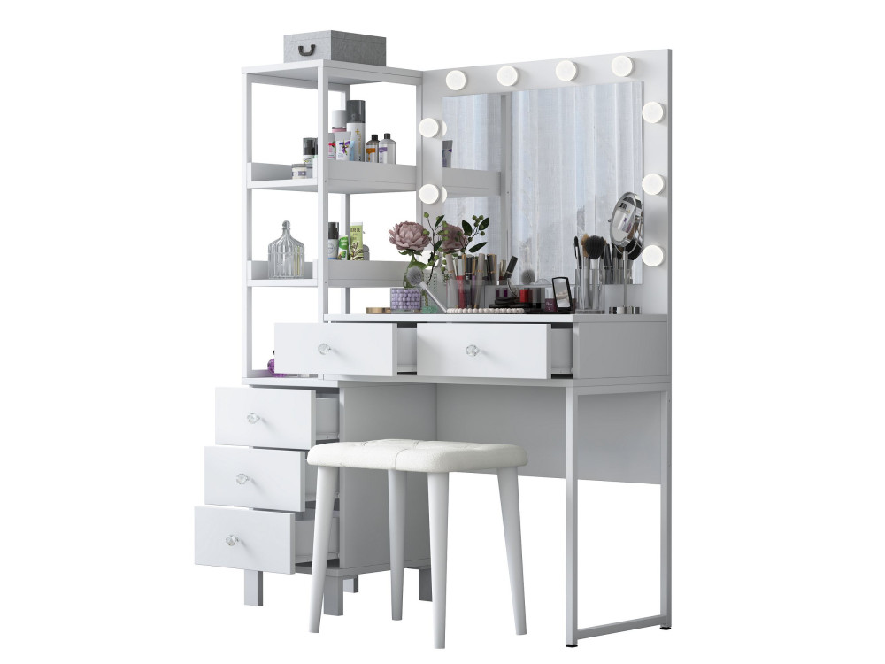 Coiffeuse en bois " BJ155 " - 120 x 79,8 x 44,5 cm - Blanc