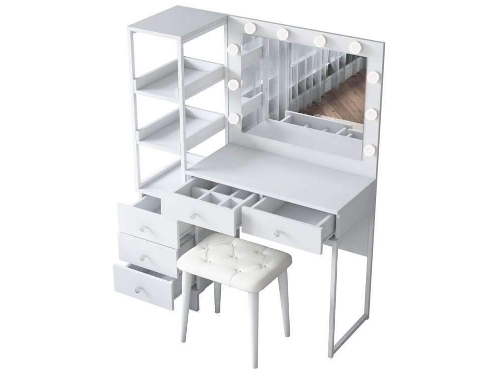 Coiffeuse en bois " BJ155 " - 120 x 79,8 x 44,5 cm - Blanc