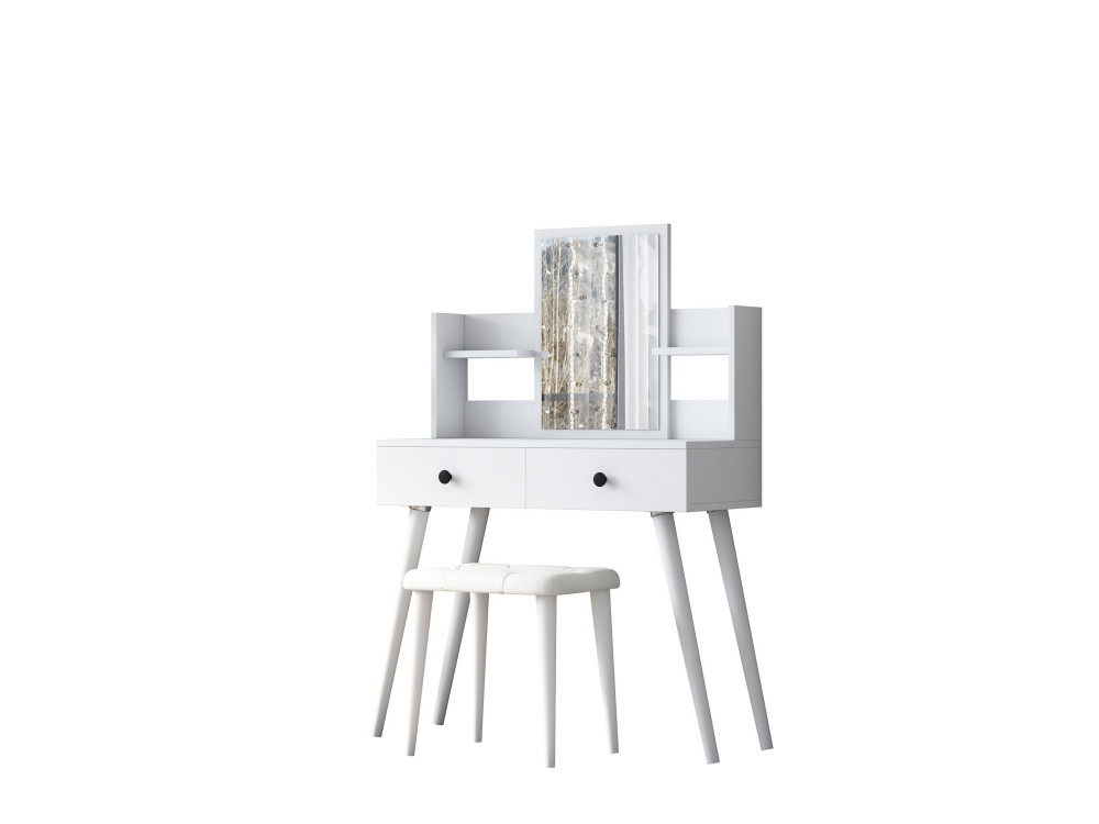 Coiffeuse en bois " BJ159 " - 103 x 133,8 x 40 cm - Blanc