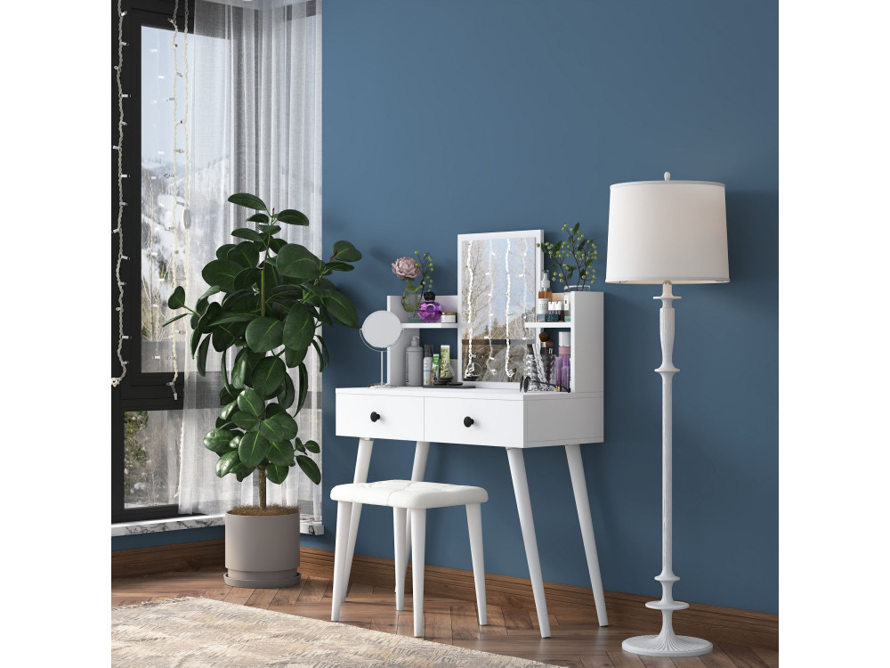 Coiffeuse en bois " BJ159 " - 103 x 133,8 x 40 cm - Blanc