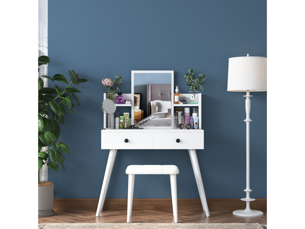 Coiffeuse en bois " BJ159 " - 103 x 133,8 x 40 cm - Blanc
