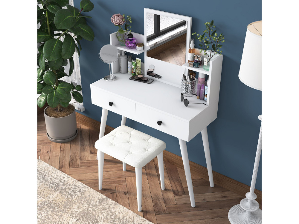 Coiffeuse en bois " BJ159 " - 103 x 133,8 x 40 cm - Blanc