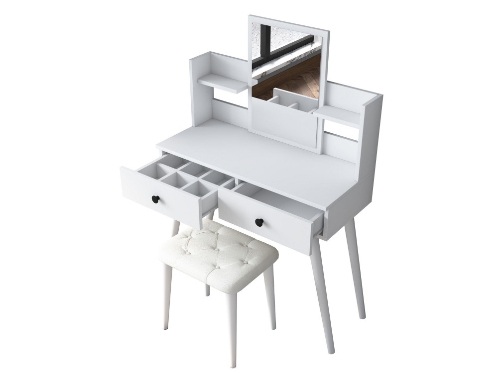 Coiffeuse en bois " BJ159 " - 103 x 133,8 x 40 cm - Blanc