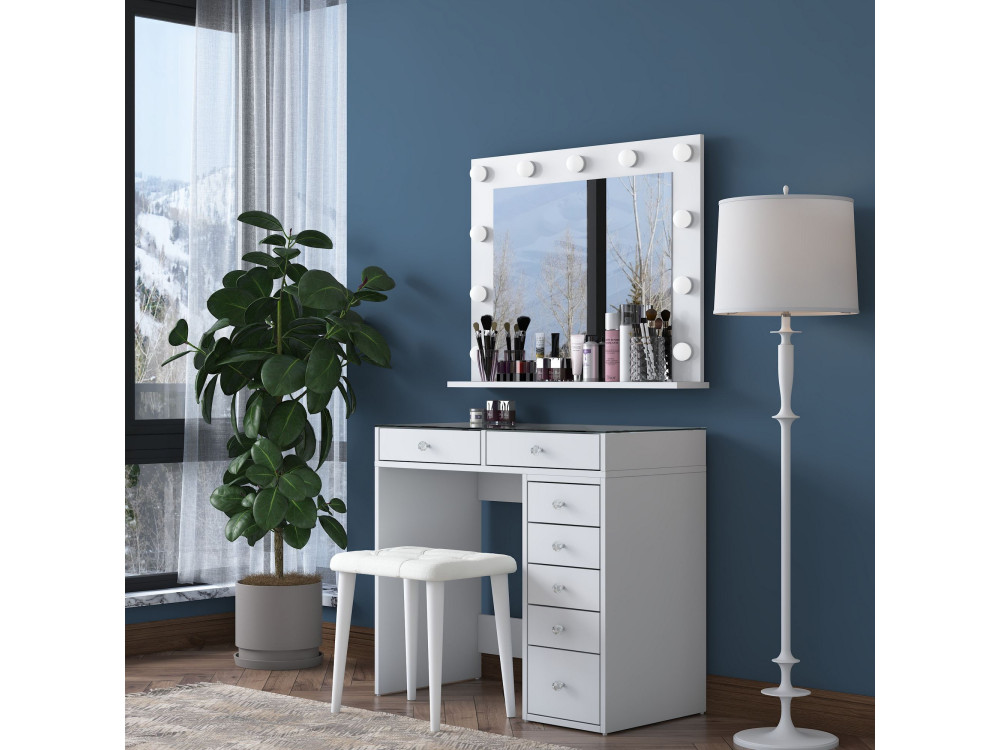 Coiffeuse en bois " BJ160 " - 90 x 79,8 x 44,5 cm - Blanc