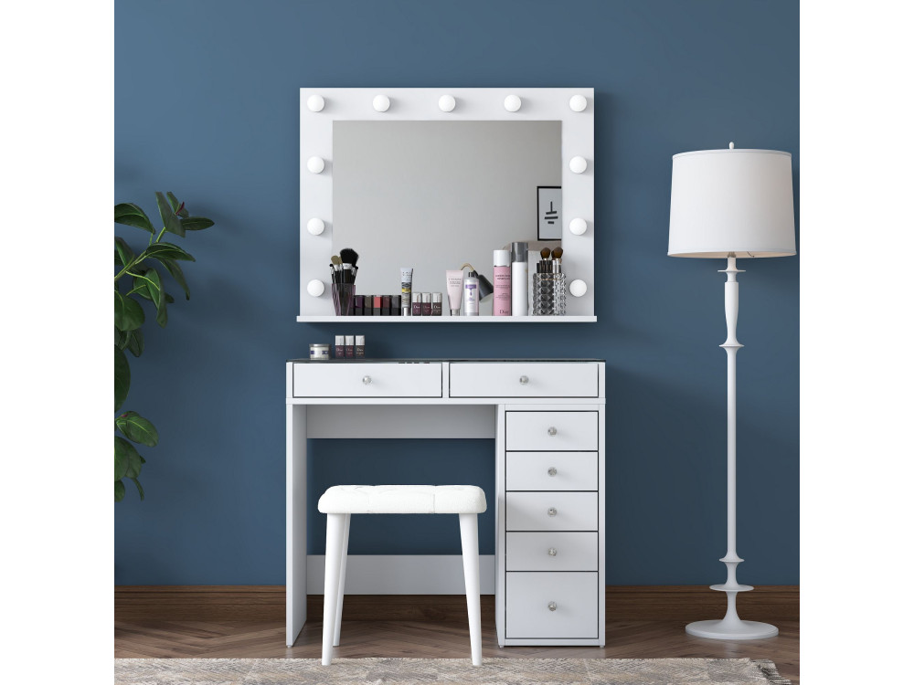 Coiffeuse en bois " BJ160 " - 90 x 79,8 x 44,5 cm - Blanc