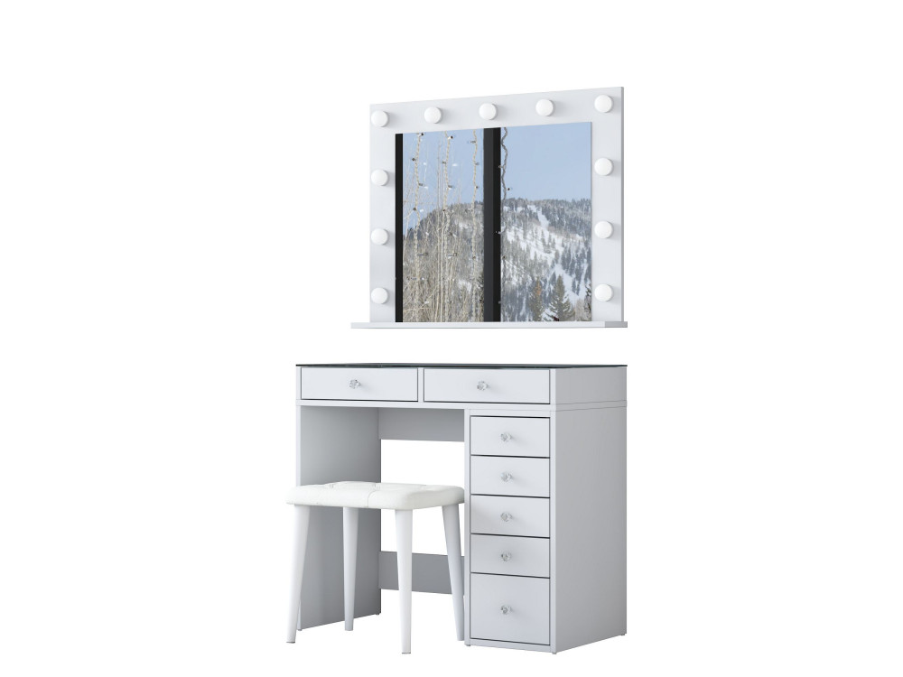Coiffeuse en bois " BJ160 " - 90 x 79,8 x 44,5 cm - Blanc