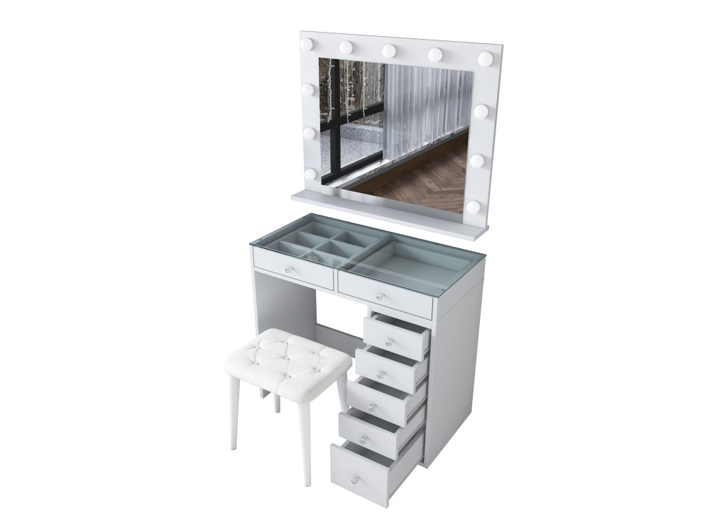 Coiffeuse en bois " BJ160 " - 90 x 79,8 x 44,5 cm - Blanc
