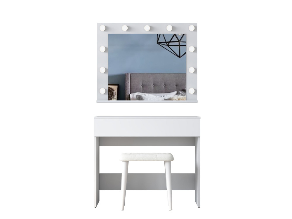 Coiffeuse en bois " BJ161 " - 90 x 76,8 x 45 cm - Blanc