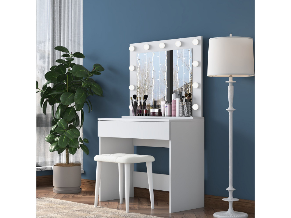 Coiffeuse en bois " BJ161 " - 90 x 76,8 x 45 cm - Blanc