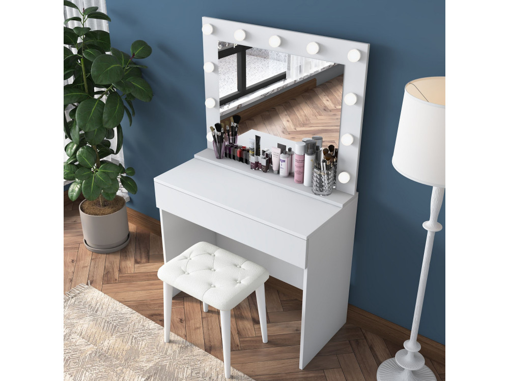 Coiffeuse en bois " BJ161 " - 90 x 76,8 x 45 cm - Blanc