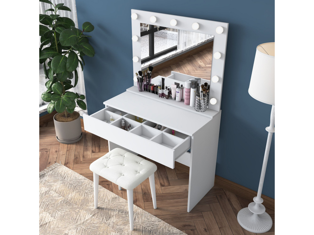 Coiffeuse en bois " BJ161 " - 90 x 76,8 x 45 cm - Blanc