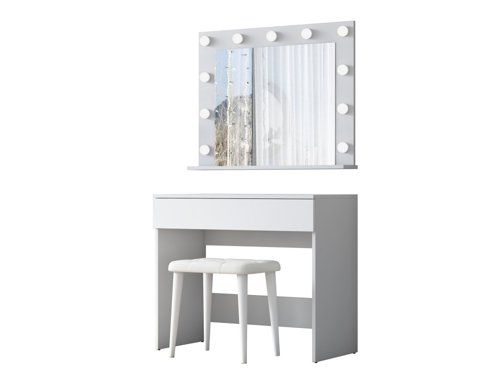 Coiffeuse en bois " BJ161 " - 90 x 76,8 x 45 cm - Blanc