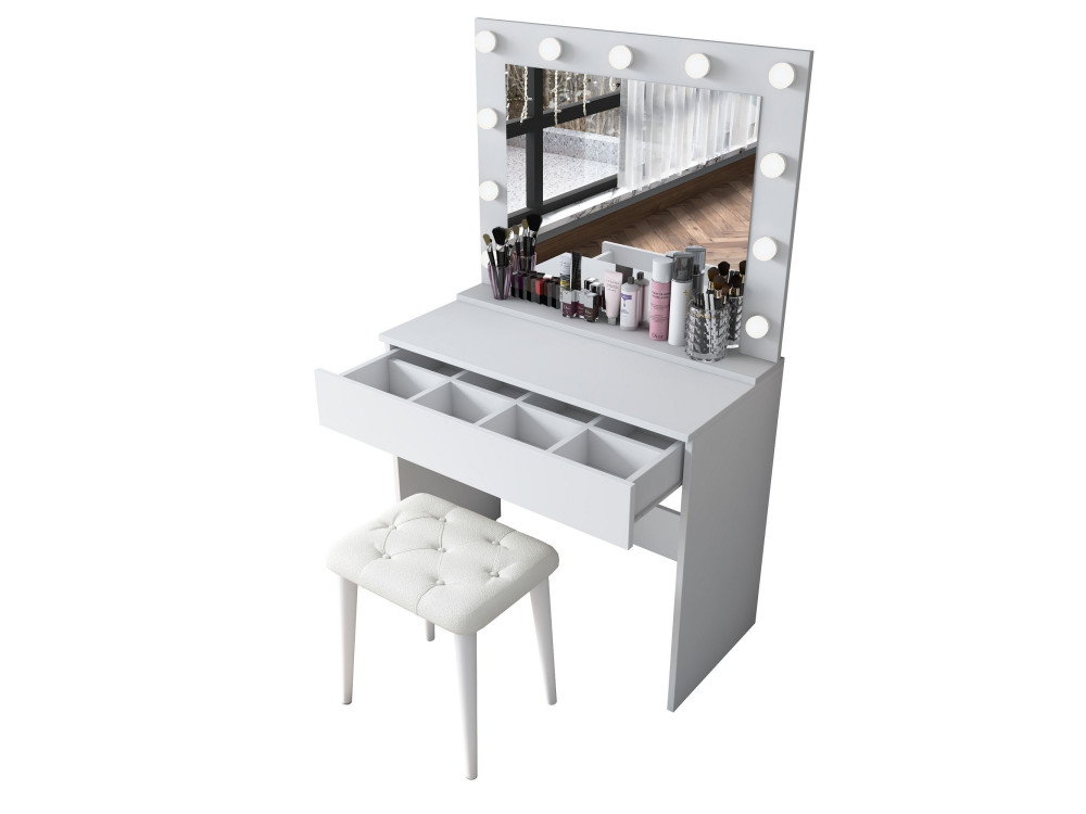 Coiffeuse en bois " BJ161 " - 90 x 76,8 x 45 cm - Blanc