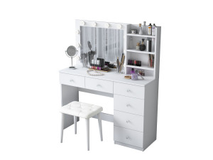 Coiffeuse en bois " BJ162 " - 120 x 141,8 x 40 cm - Blanc