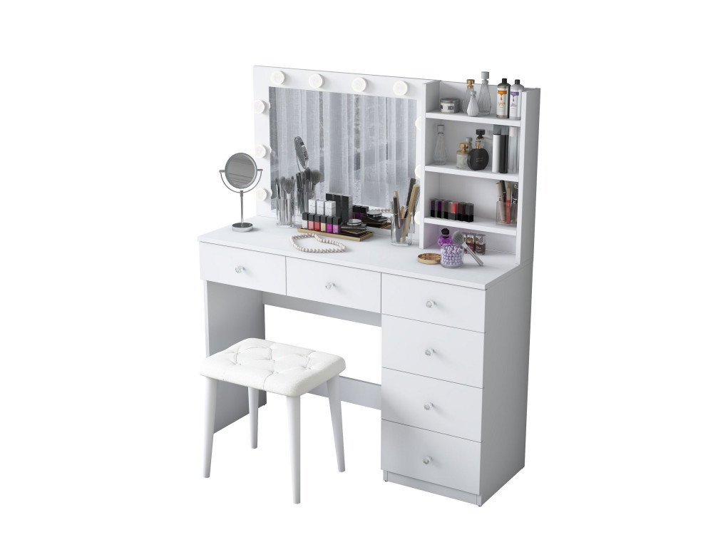Coiffeuse en bois " BJ162 " - 120 x 141,8 x 40 cm - Blanc