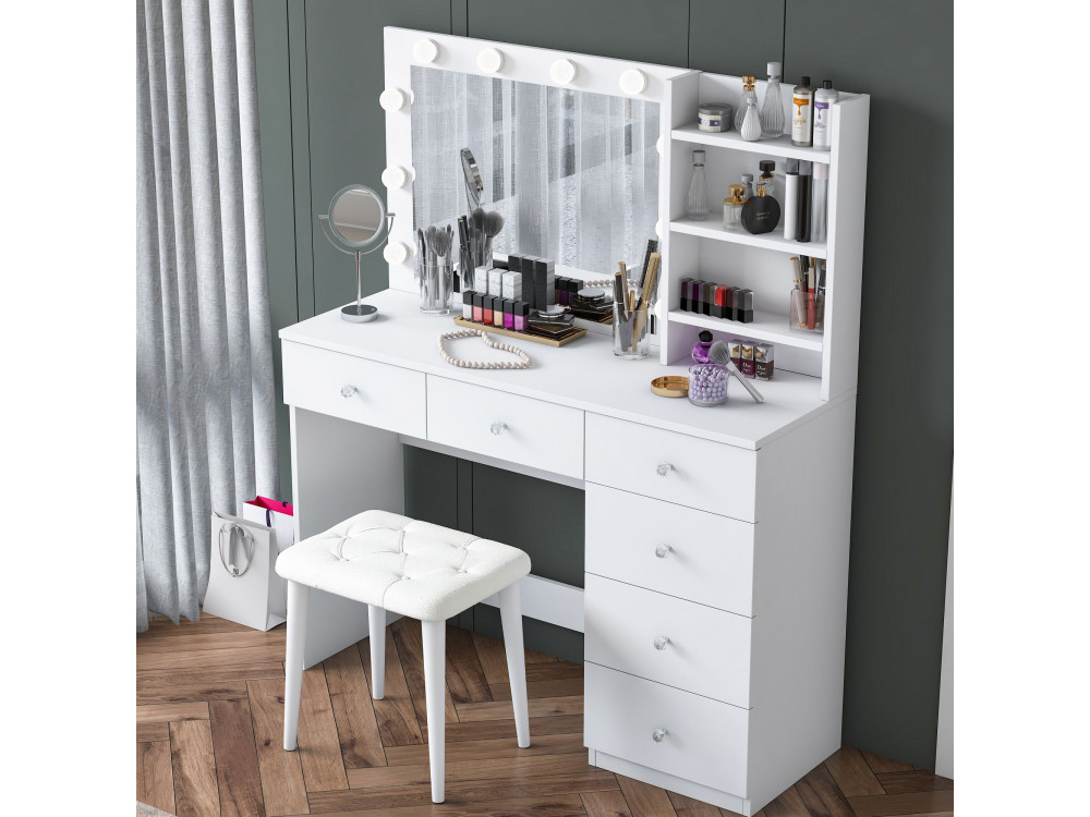 Coiffeuse en bois " BJ162 " - 120 x 141,8 x 40 cm - Blanc