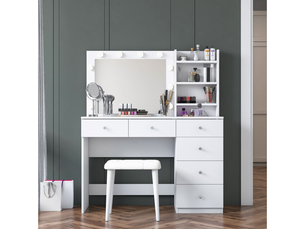 Coiffeuse en bois " BJ162 " - 120 x 141,8 x 40 cm - Blanc