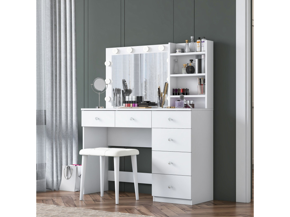 Coiffeuse en bois " BJ162 " - 120 x 141,8 x 40 cm - Blanc